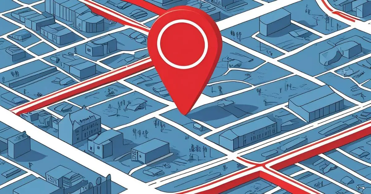 Map of local area with a red location pin on it